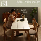 単品 ベンチ 2人掛け ガラスと木の異素材MIXモダンデザインダイニング