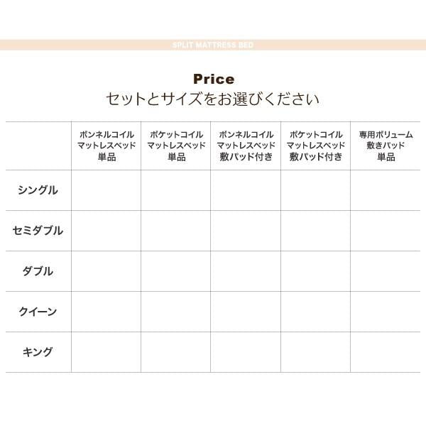 マットレスベッド セミダブル 専用 敷パッドが選べる 移動 搬入 掃除がらくらく 分割式脚付き ボンネルコイルマットレス 敷パッド付