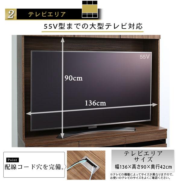 テレビボー 3点セット(テレビボード+キャビネット×2) ガラス扉 ハイタイプ