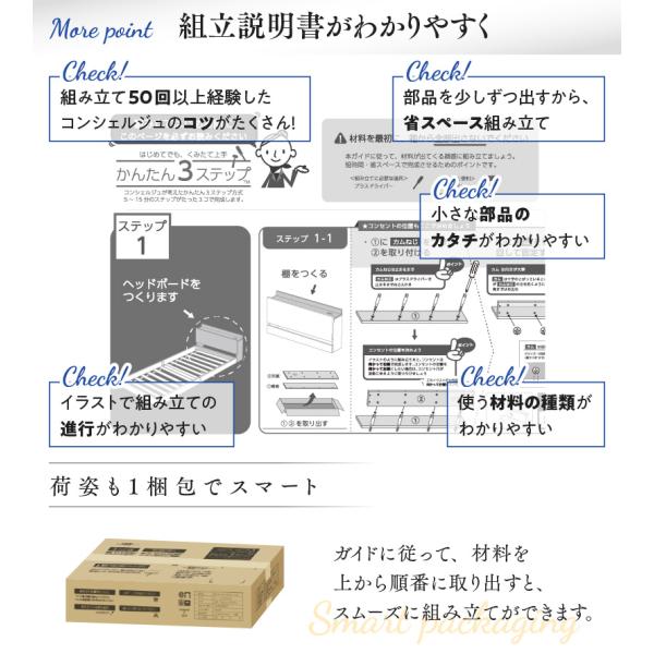 組立設置付き ベッド 棚コンセント ロータイプ ゾーンコイルマットレス シングル