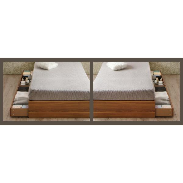 マットレス付きシングルベッド スタンダードボンネル付き 収納付き 木製 コンセント付き 収納ベッド