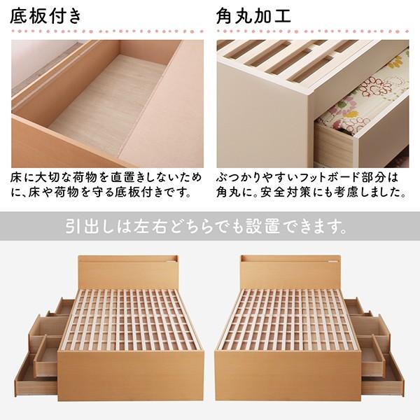 ベッド 収納 薄型プレミアムボンネルコイル セミシングル お客様組立 日本製 大容量 すのこチェスト