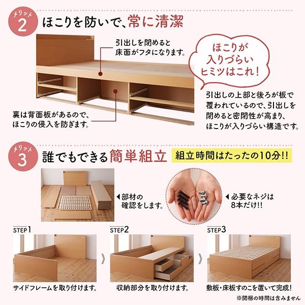 ベッド 収納 薄型抗菌国産ポケットコイル ヘッド付き シングル 組立設置付 日本製 大容量 すのこチェスト