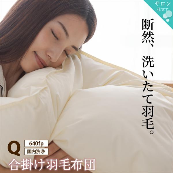 羽毛布団 クイーン 合い掛布団 抗菌 640fp 合掛け 単品 日本製 防ダニ 国産 国内洗浄