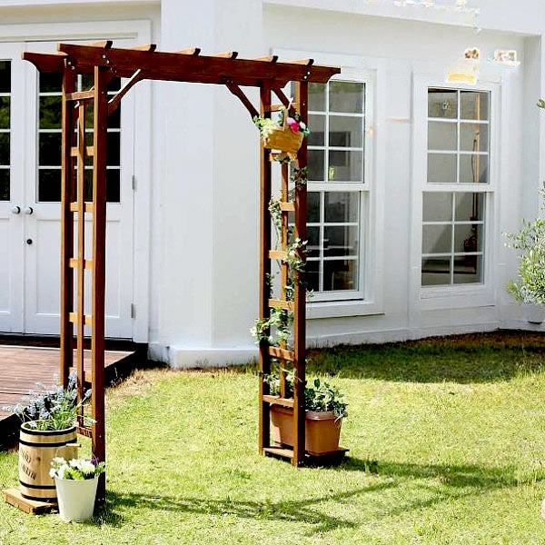 ガーデンアーチ パーゴラ アーチ 木製 バラ おしゃれ 庭 DIY
