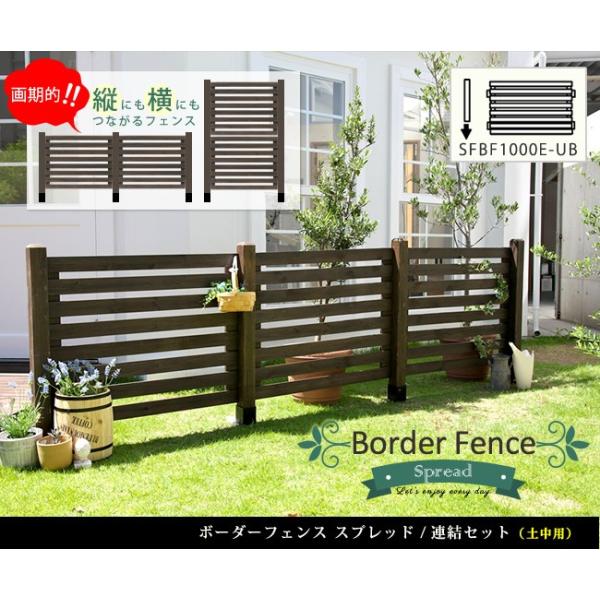 ガーデニング フェンス 柵 木製 おしゃれ DIY ボーダーフェンス スプレッド 連結セット/土中用