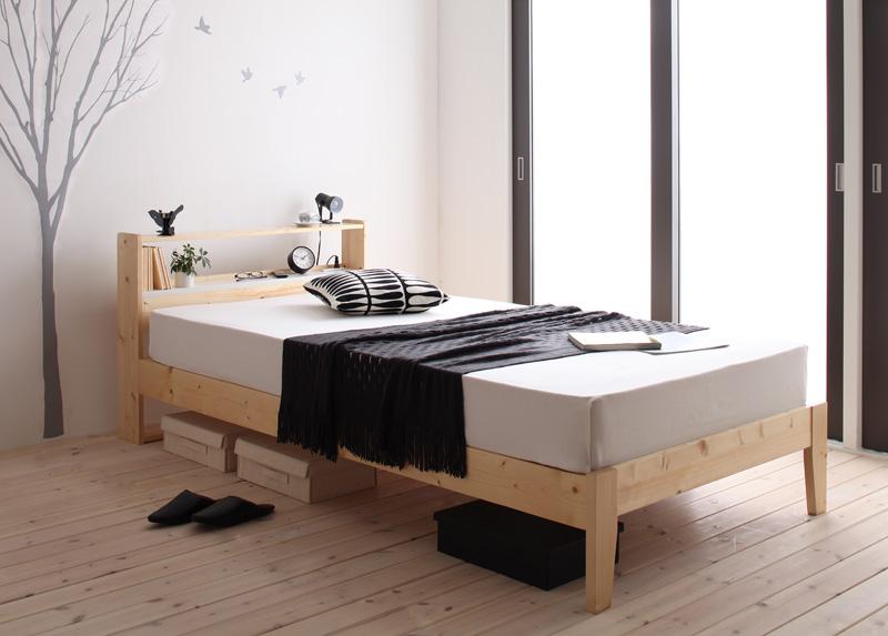 北欧デザインコンセント付きすのこベッド フランスベッド マルチラススーパースプリングマットレス シングル