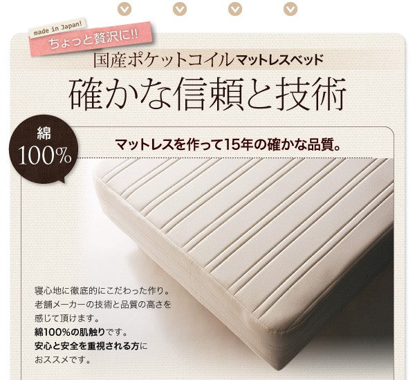 マットレスベッド・20色カバーリング ポケットコイルマットレスタイプ セミダブル 脚22cm