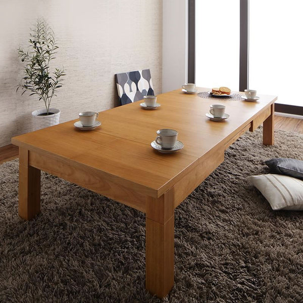 こたつテーブル単品 長方形(80×120〜180cm) 天然木オーク材 伸長式