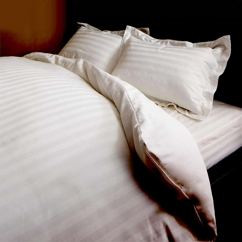 布団カバーセット ベッド用 シングル3点セット 9色 ホテルスタイル ストライプ サテン