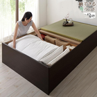 ベッド 畳 連結 ベットフレームのみ い草畳 セミダブル 42cm お客様組立 日本製 布団収納 ダークブラウン/グリーン