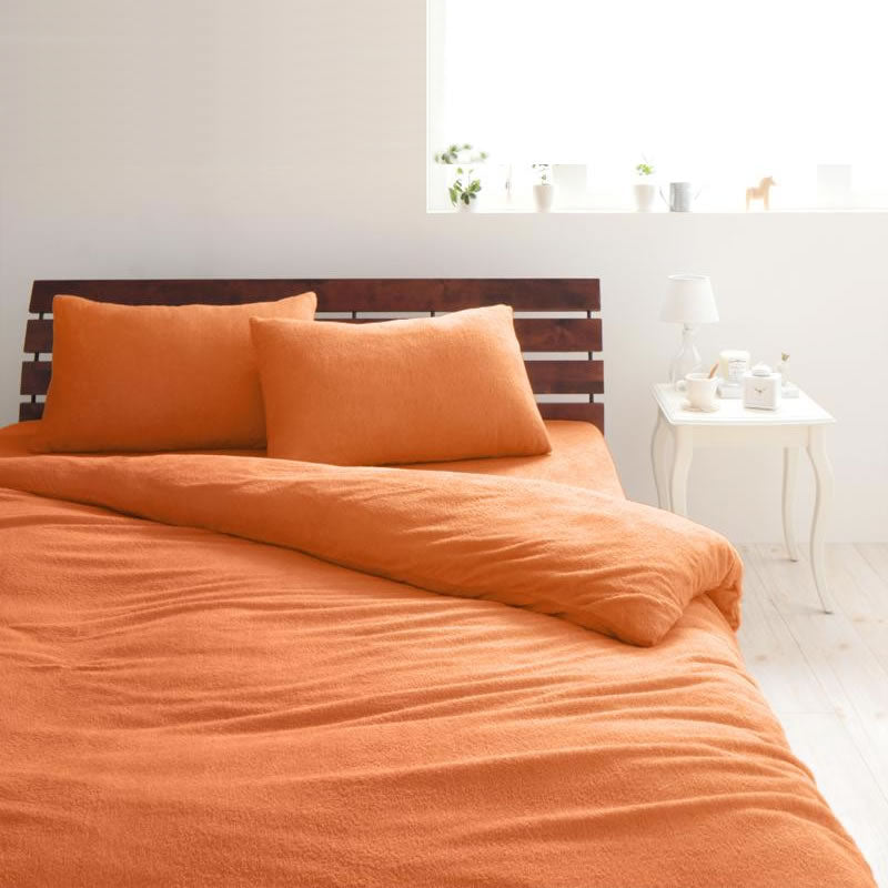 ボックスシーツ 単品 ベッド用 シングル 20色 コットンタオル カバーリング サニーオレンジ