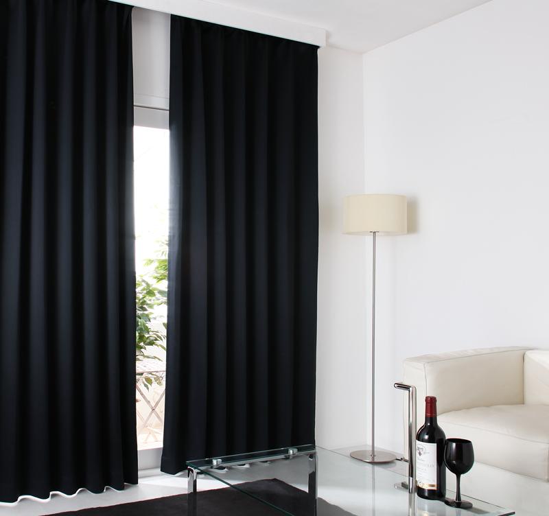 1級遮光 カーテン 幅150 2枚組 幅150 × 185 20色 ブラック