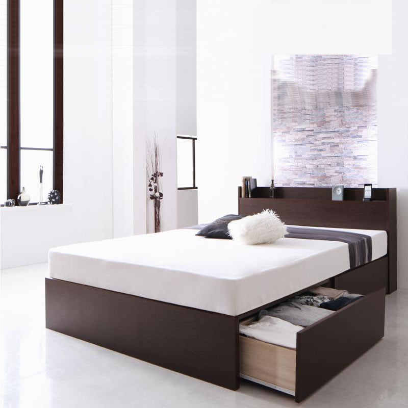 ベッド フランスベッド マルチラススーパースプリングマットレス付き 床板仕様 お客様組立 シングル収納 ダークブラウン/アイボリー
