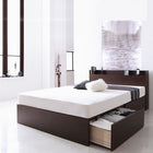 ベッド フランスベッド マルチラススーパースプリングマットレス付き 床板仕様 お客様組立 セミダブル 収納 ダークブラウン/アイボリー