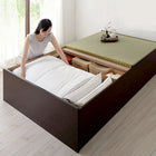 ベッド 畳 連結 ベットフレームのみ クッション畳 ダブル 42cm お客様組立 日本製・布団収納 ダークブラウン/グリーン