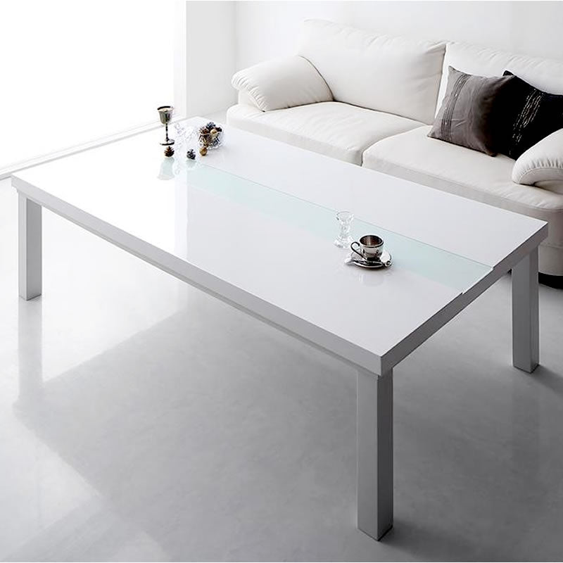 こたつ テーブル単品 4尺長方形 80×120 ワイドサイズ 鏡面仕上げ ダブルホワイト