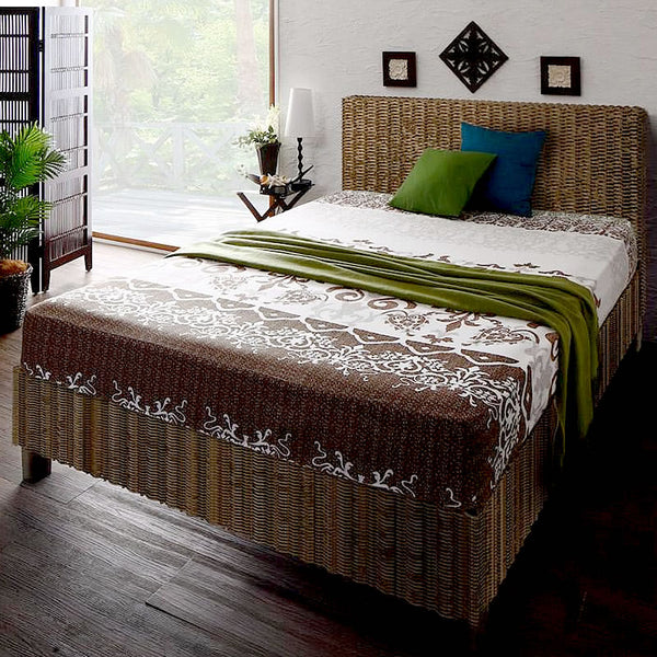 ボックスシーツ 単品 ベッド用 クイーン 綿100% リゾート カバーリング ブラウングラデーション