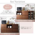 キッチンカウンター 3点セット レンジ台＋引き出し＋食器棚 日本製完成品 幅180cm 木目調ワイド