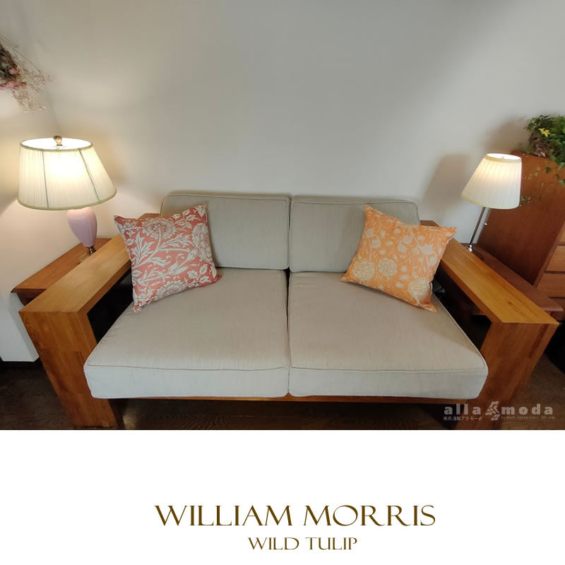 ウィリアムモリス クッションカバー ワイルドチューリップ Wild Tulip オレンジ 45X45cm