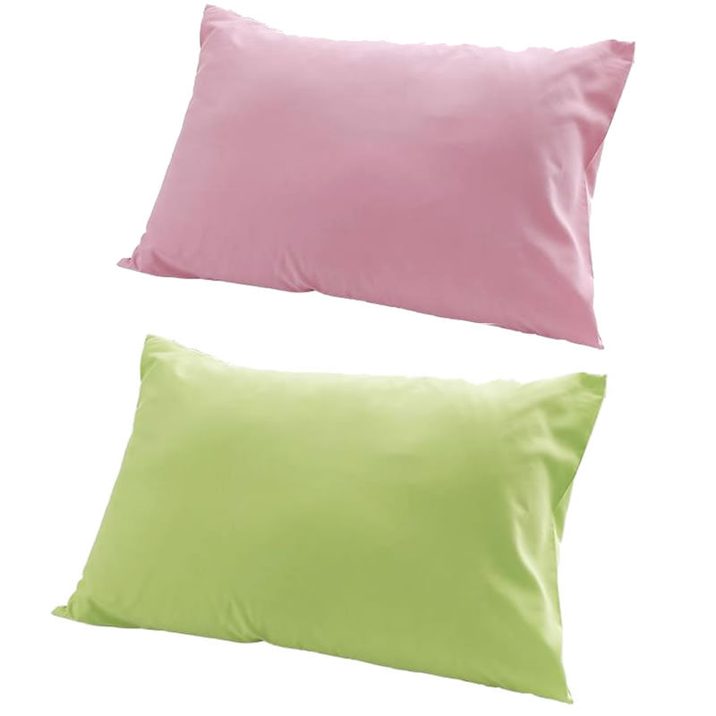 枕カバー 2枚組 無地 20色柄から選べるお手軽枕カバーリング 無地 ピンク×グリーン
