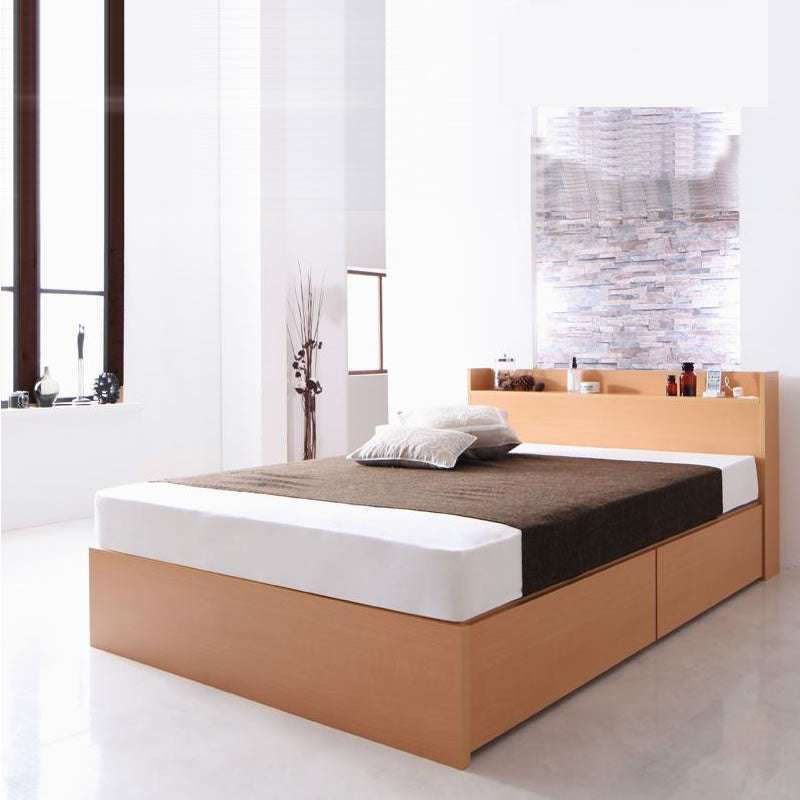 ベッド フランスベッド マルチラススーパースプリングマットレス付き 床板仕様 お客様組立 シングル収納 ナチュラル/アイボリー