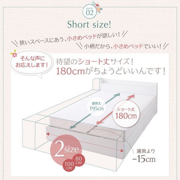 収納ベッド スタンダードボンネルコイルマットレス リネン3点セット セミシングル ショート丈