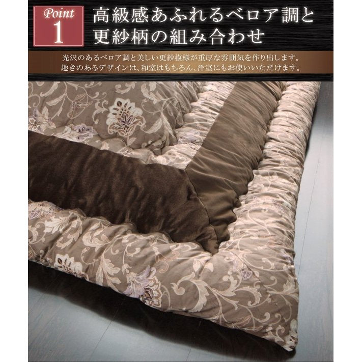 こたつ掛布団&敷布団2点セット 7尺長方形(90×210cm)天板対応 更紗模様