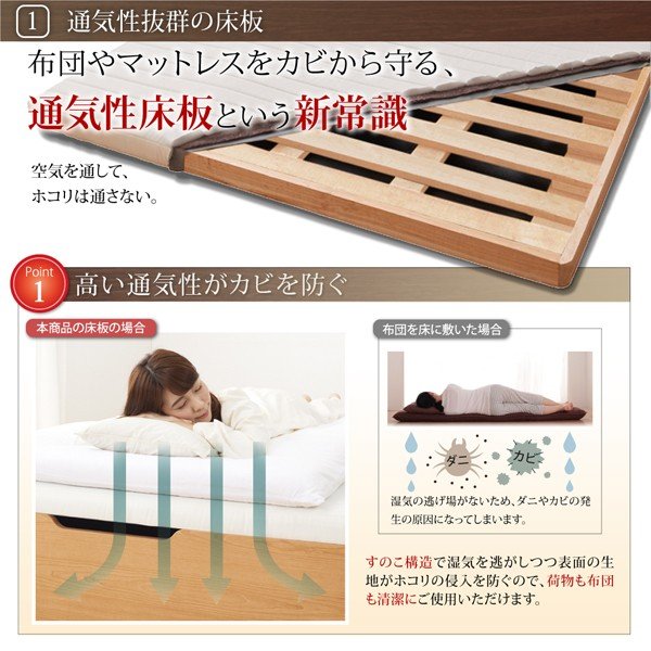 ベッド ガス式跳ね上げ シングル 薄型スタンダードボンネルコイル 横開き 深さ ラージ 組立設置付 おしゃれ ガス圧ベッド 跳ね上げ シングル 薄型スタンダードボンネルコイル 横