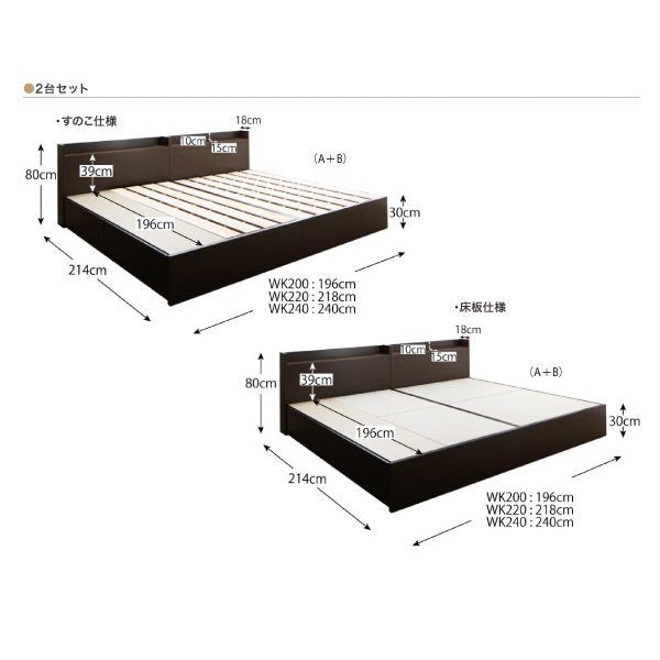 ベッド ベット 連結 収納 シングル ボンネルコイルマットレスレギュラー付き Aタイプ お客様組立