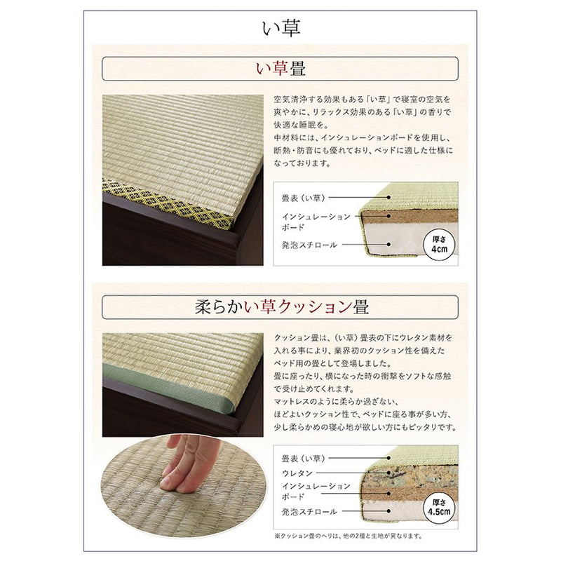 ベッド 畳 収納 クッション畳 セミダブル 42cm お客様組立 日本製・布団が収納できる大容量