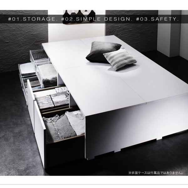 ベッド 収納付きベッド 大容量 シングル 薄型スタンダードボンネル