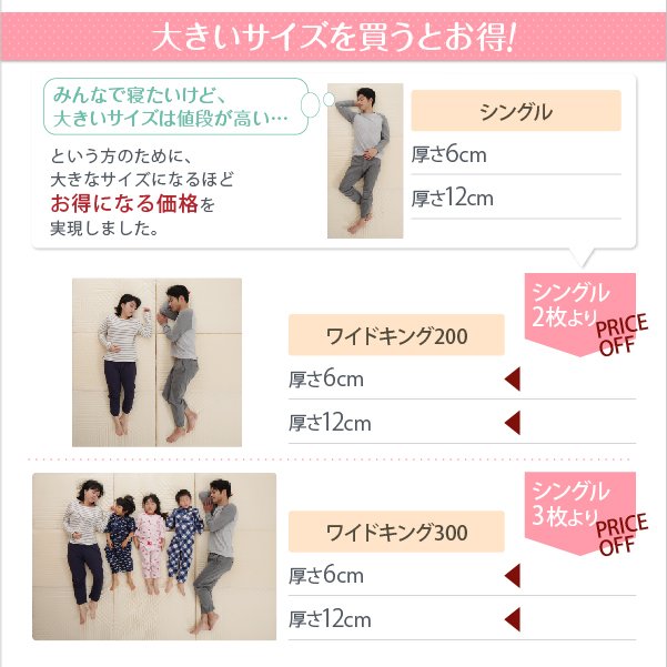 ファミリーマットレス 厚さが選べる ワイドK300 厚さ6cm