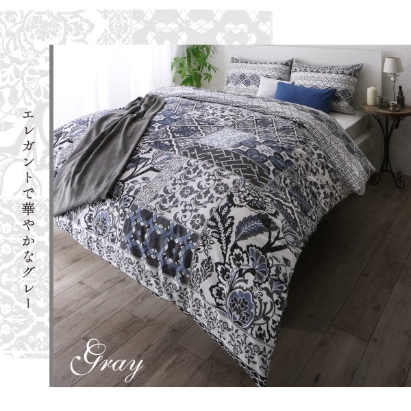 布団カバーセット ベッド用 43×63用 セミダブル3点セット 日本製 綿100％ 地中海リゾート