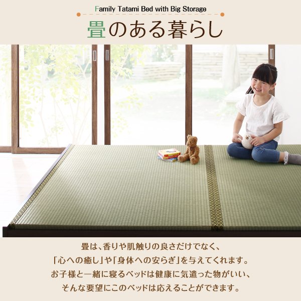 ベッド 畳 連結 ベットフレームのみ 洗える畳 ダブル 42cm お客様組立 日本製・布団収納