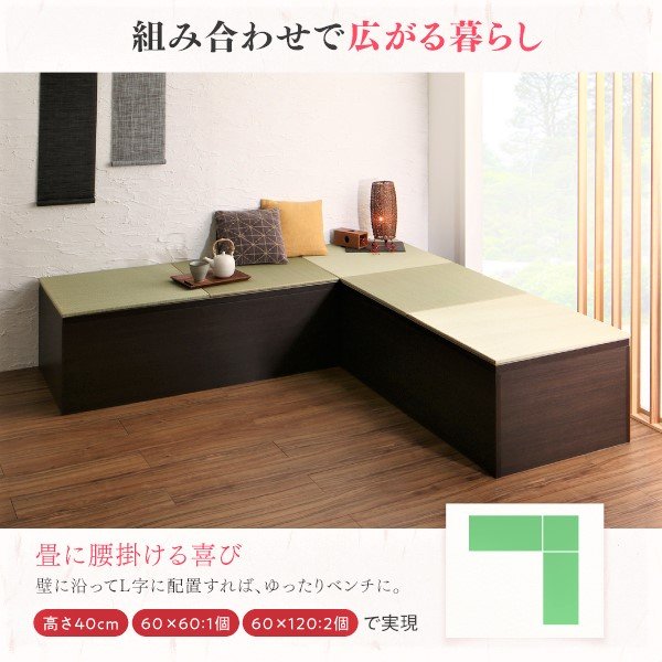 畳リビングステージ 畳ボックス収納 60×120cm ロータイプ 日本製