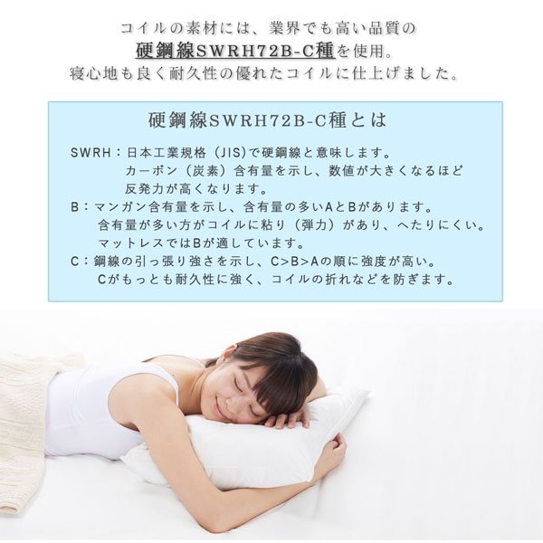 腰をしっかり支える通気性ボンネルコイルマットレス ダブル