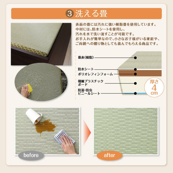 ベッド 畳 連結 ベットフレームのみ 美草畳 ダブル 29cm お客様組立 日本製・布団収納