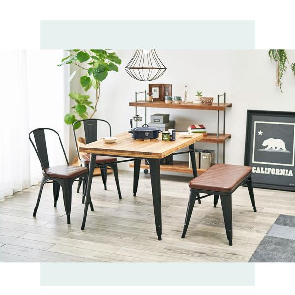 ダイニング4点セット ベンチタイプ 120×80×76cm ダークブラウン
