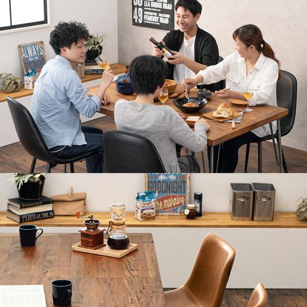 ダイニング5点セット アイアン脚/Aタイプ 140×80×72cm ブラック