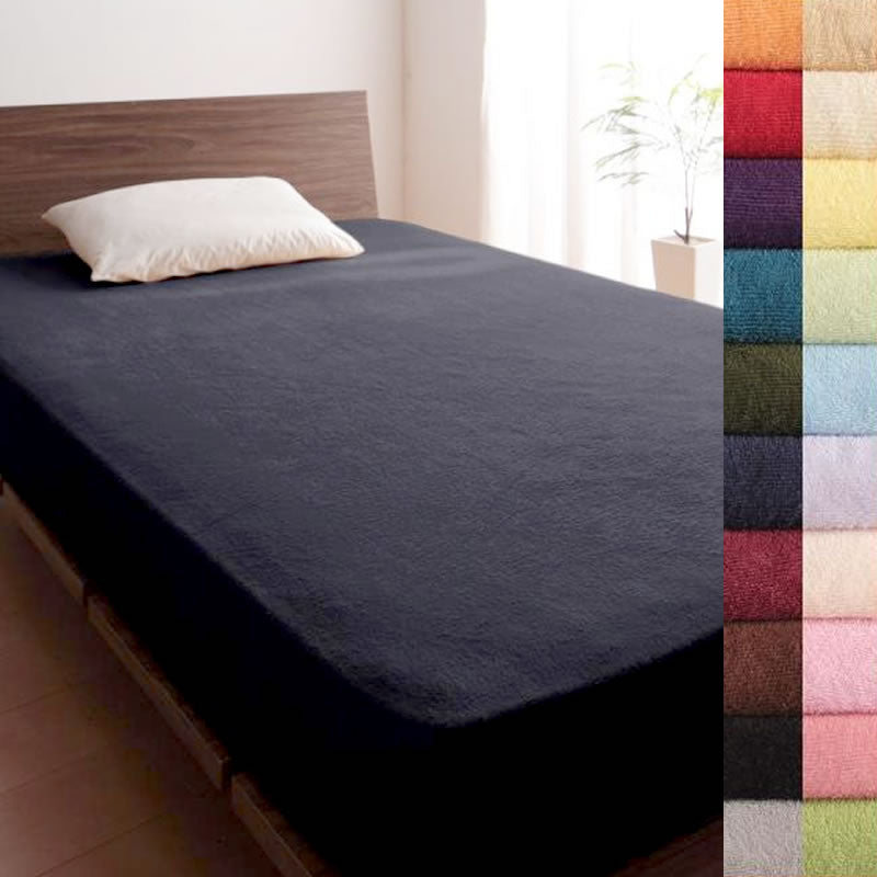 ボックスシーツ 単品 ベッド用 20色 コットンタオル 洗える セミダブル サイレントブラック