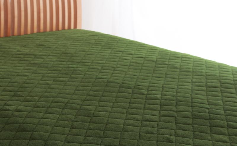 ボックスシーツ 単品 パッド一体型 20色 コットンタオル 洗える セミダブル オリーブグリーン