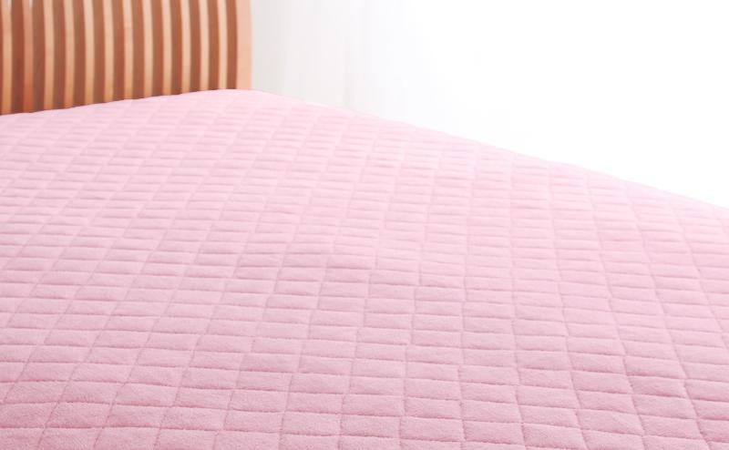 ダブル ボックスシーツ パッド一体型 同色2枚セット 20色 コットンタオル 洗える フレンチピンク